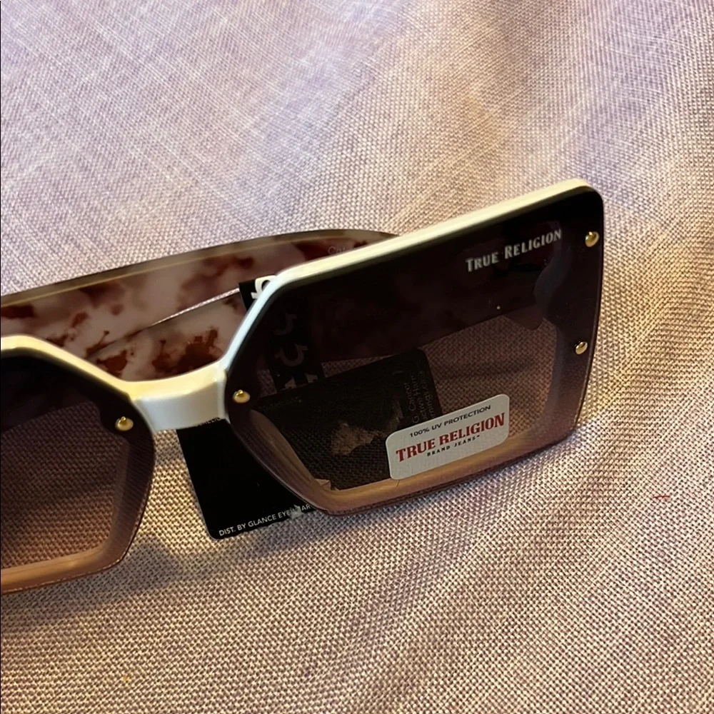 True Religion Black and Gold Square Sunglasses